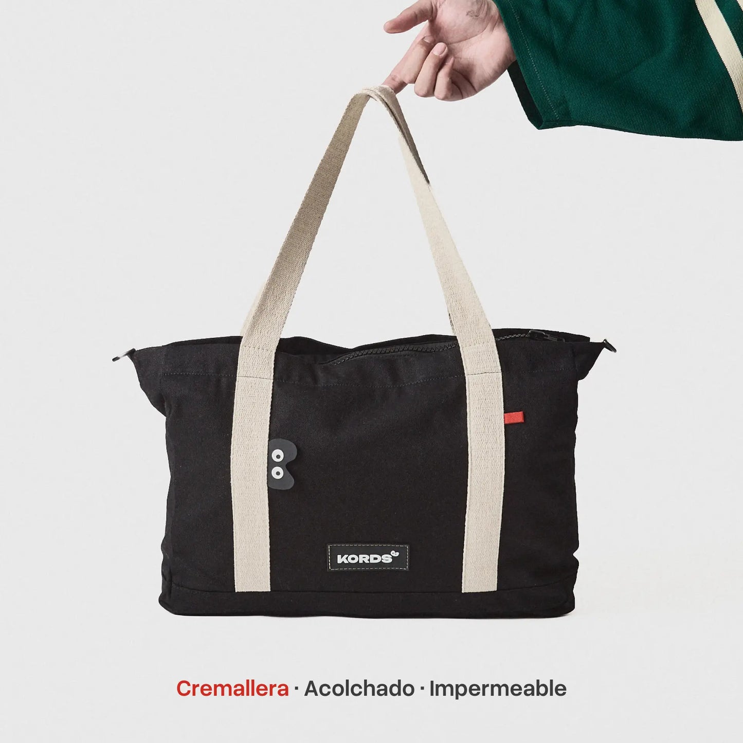 Tote Bag Esencial Zipper - Black - Cremallera y Protección