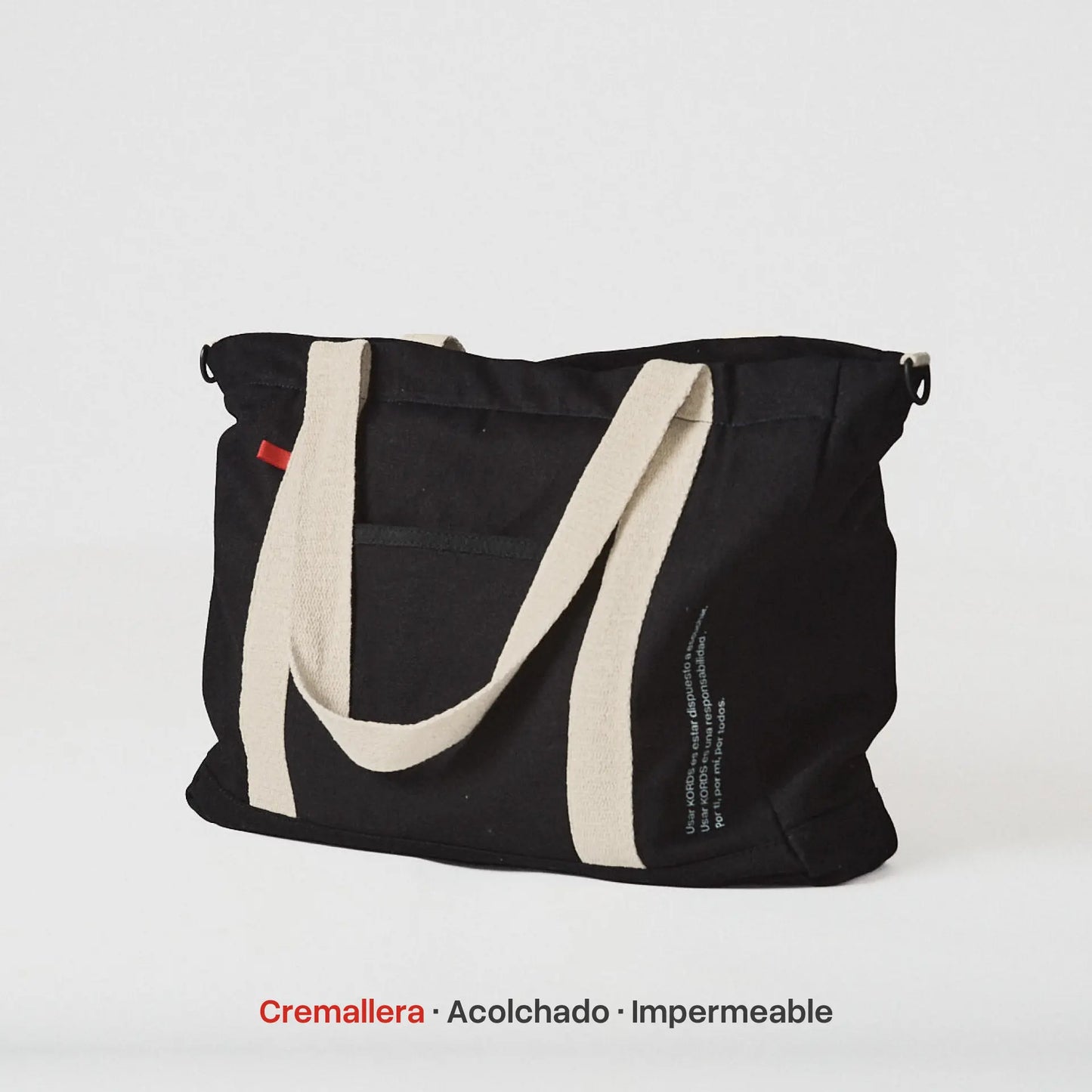 Tote Bag Esencial Zipper - Black - Cremallera y Protección