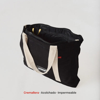 Tote Bag Esencial Zipper - Black - Cremallera y Protección